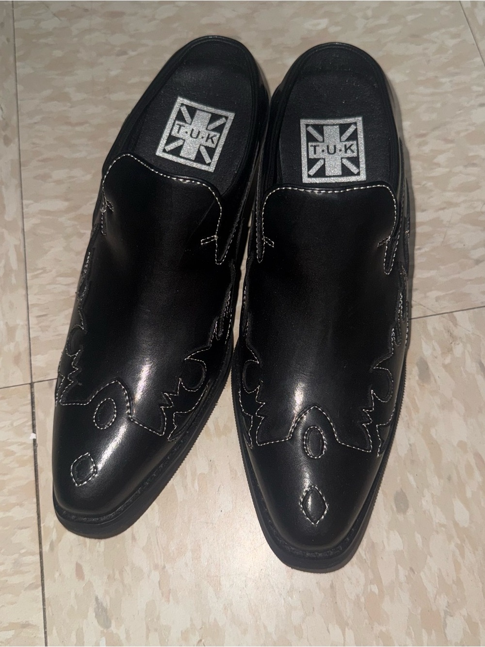 T.U.K Black Leather Slip-On mules
